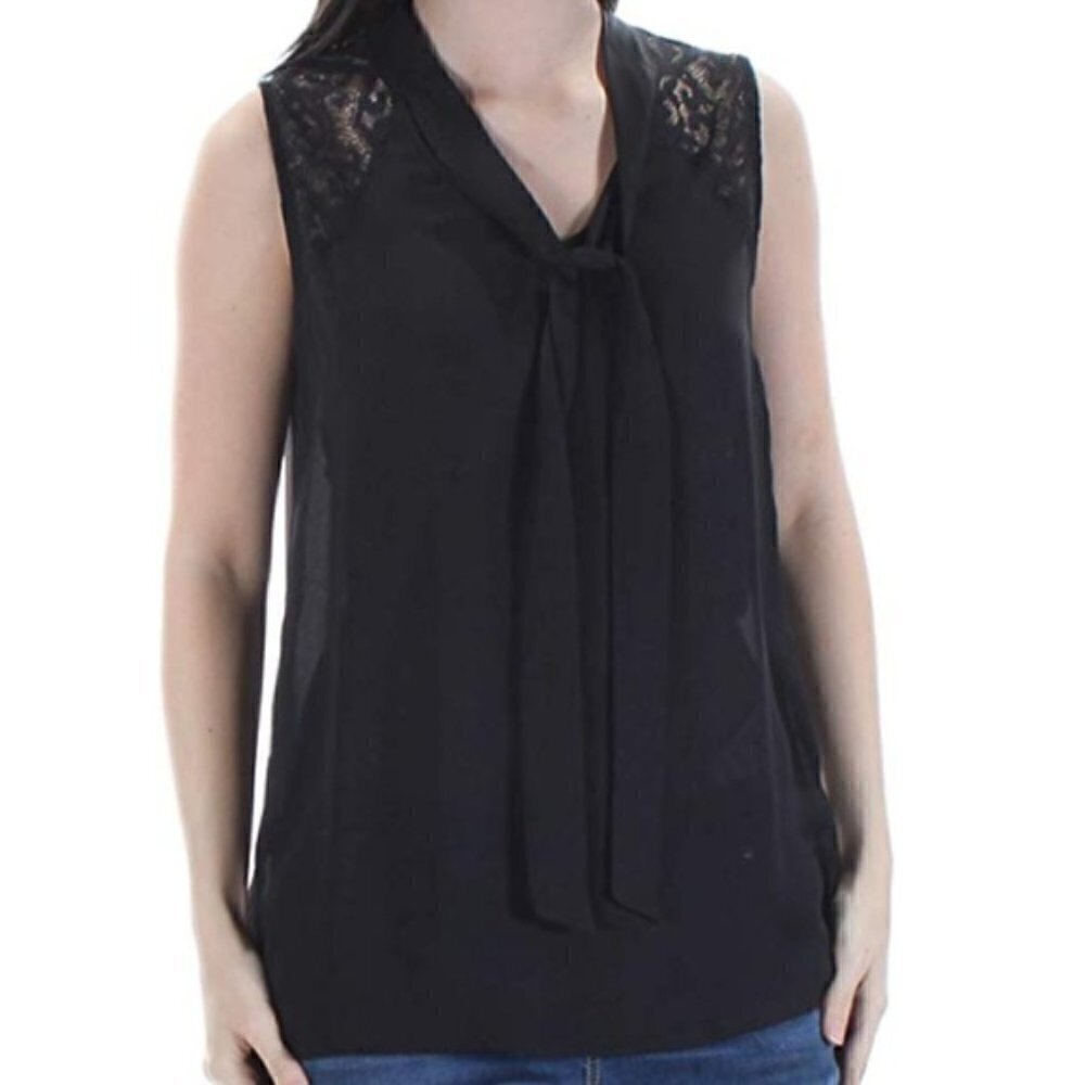 BCX Sleeveless Style Black Lace Blouse